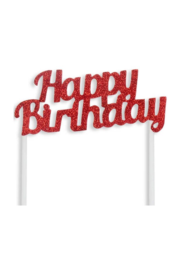 My Virtues - Glittery Red Happy Birthday Cake Topper from Home