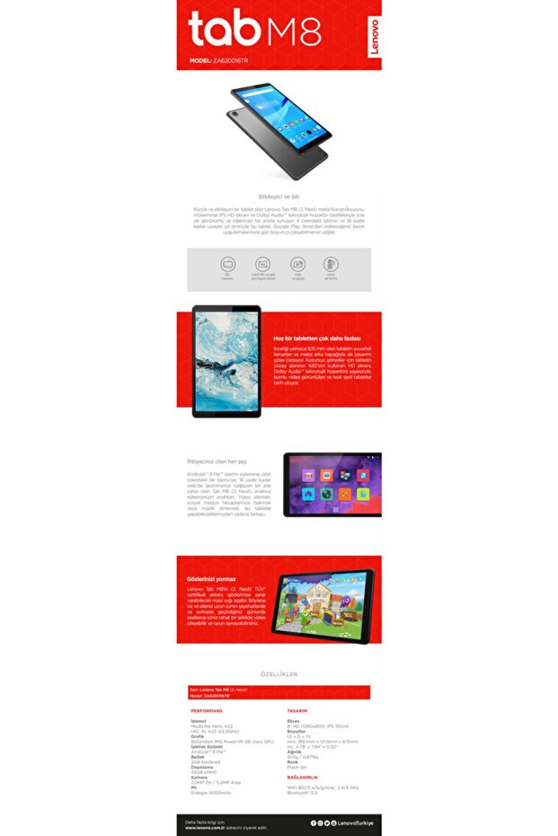 Tab M8 TB-8505F 2GB + 32GB 8" Wi-Fi Gri Tablet - ZA620016TR (Lenovo Türkiye Garantili) - 5