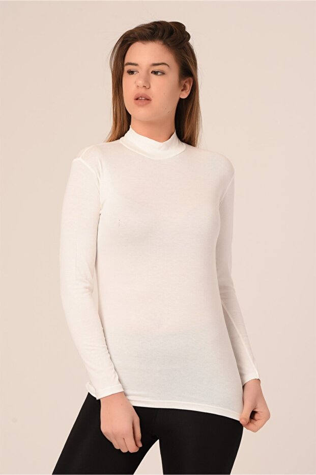 Half Turtleneck Long Sleeve Viscose White Body