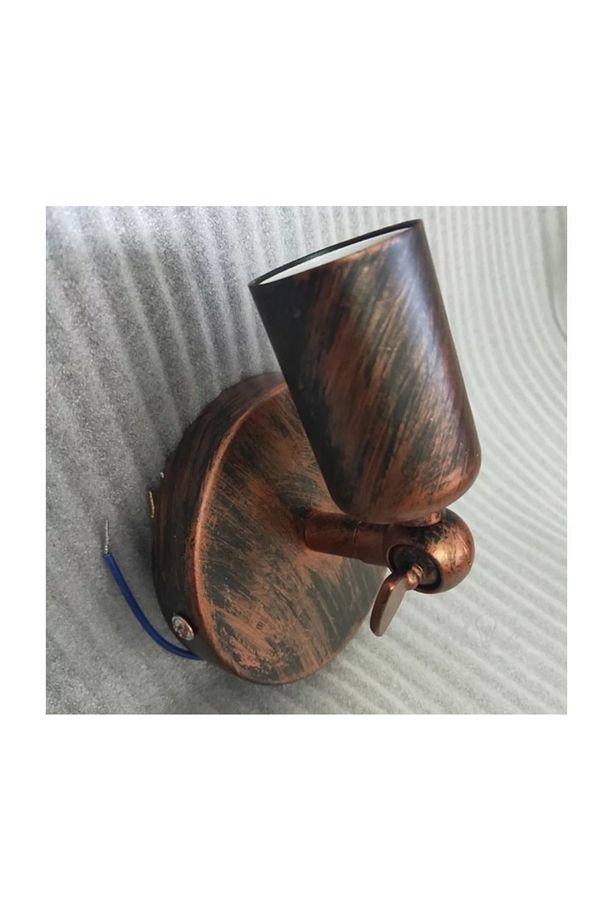 Retro Rustik Bakır Eskitme Mafsallı Hareketli 1xe27 Duylu Metal Duvar Aplik - 1