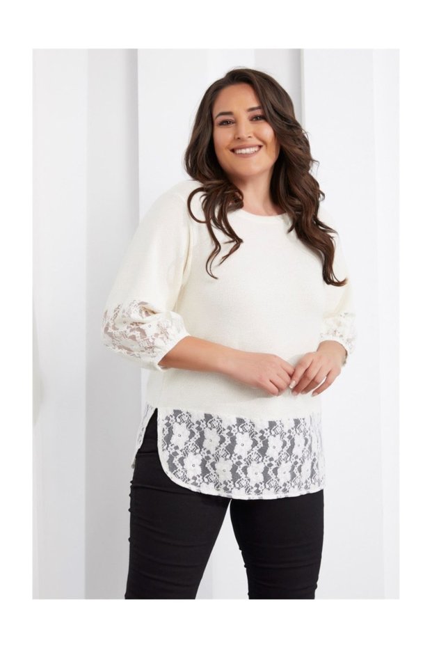 Skirt and Sleeve Lace Sweat