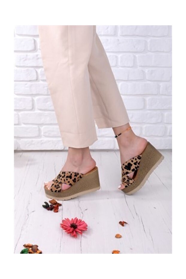 Smyrna Leopard Wedge Heel Slipper