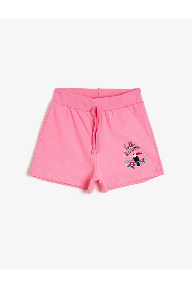 Kız Çocuk Pembe Baskılı Şort - 1