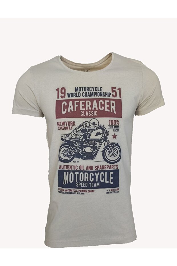 Men's Stone Color Unisex Printed T-shirt