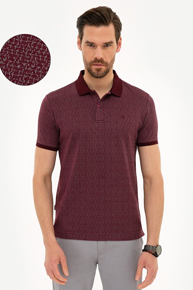 Claret Red Slim Fit Polo Neck T-Shirt