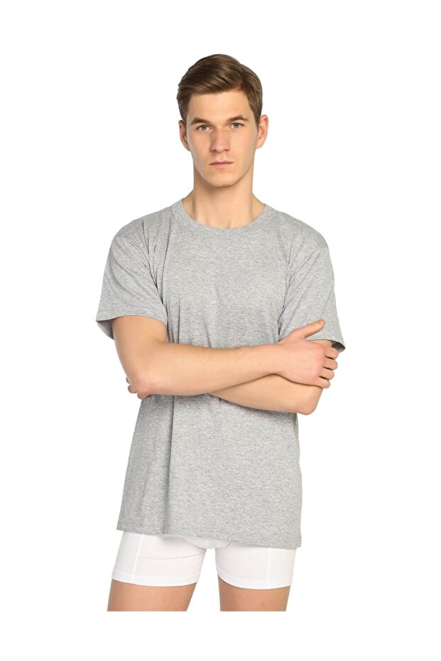 3-Pack Seher Combed Cotton Crew Neck Men's Undershirt Gray