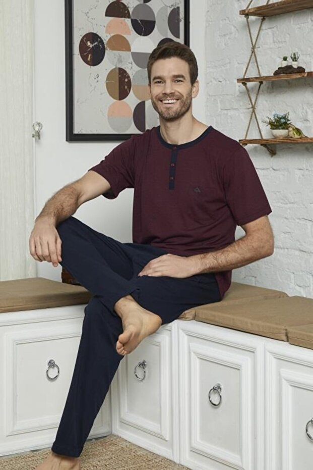 Short Sleeve Buttoned Cotton Pajama Set