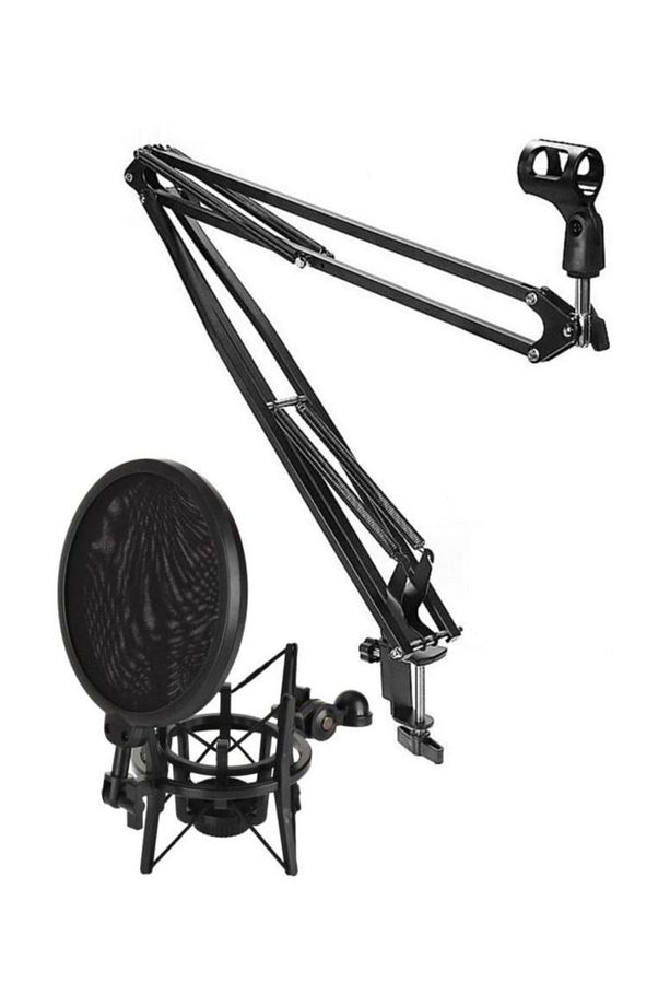 Nb39 Masa Mikrofon Standı (sehpa) + Sh-101 Pop Filtre Ve Shock Mount Set - 1