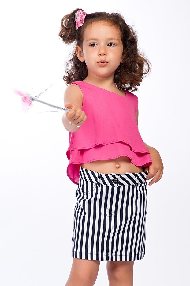 Girl's Navy Blue Striped Skirt 92001