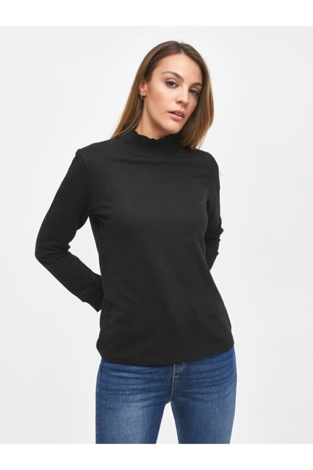 Kadın Siyah Pozıko Sweatshırt - 1