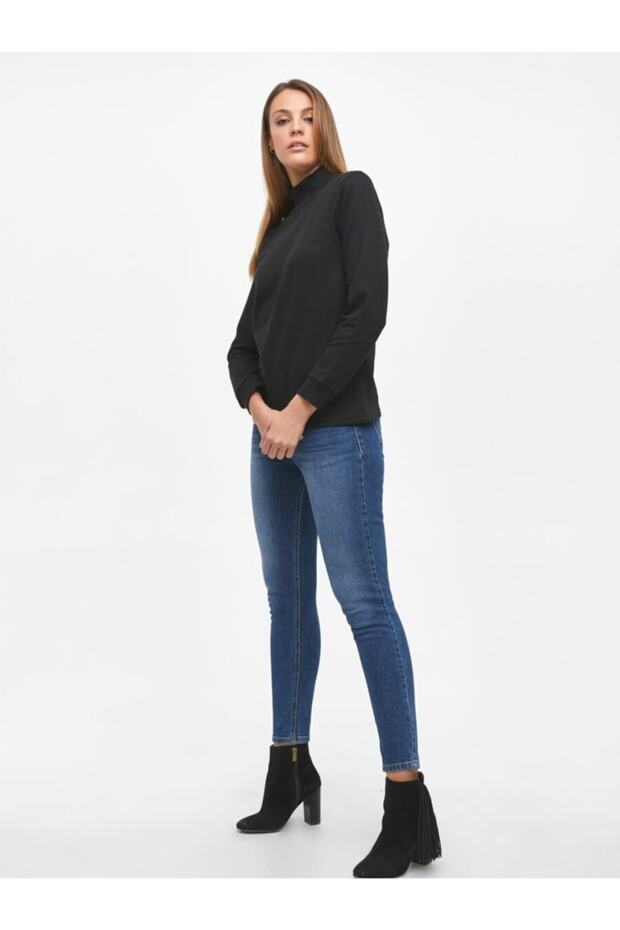 Kadın Siyah Pozıko Sweatshırt - 3