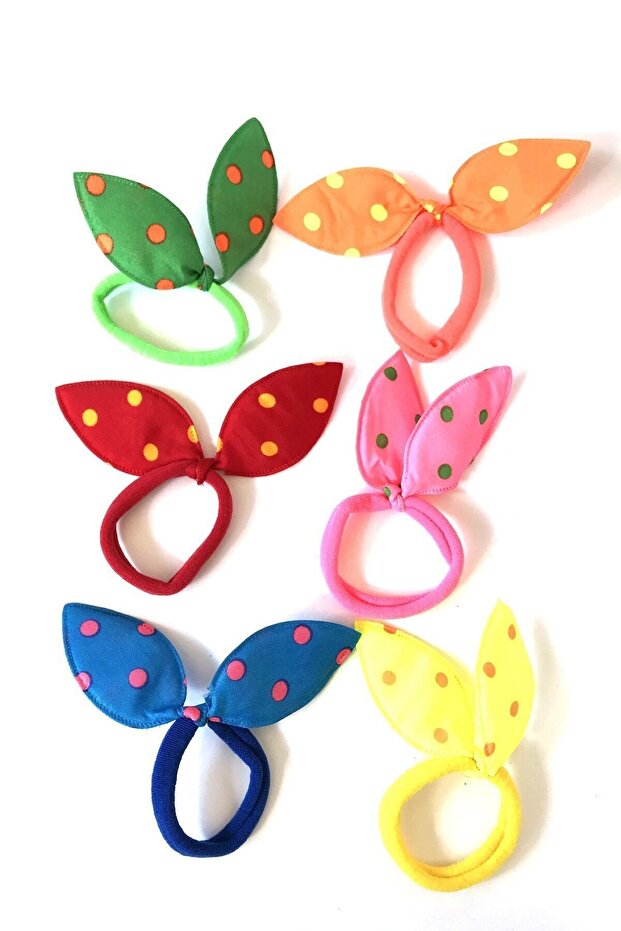 Girl's Pink Elastic Rabbit Ear Hair Clip 6 Pieces
