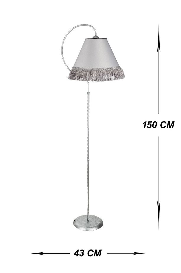 Çise Elips Siyah Gümüş Patine Gri Püsküllü Lambader - 3