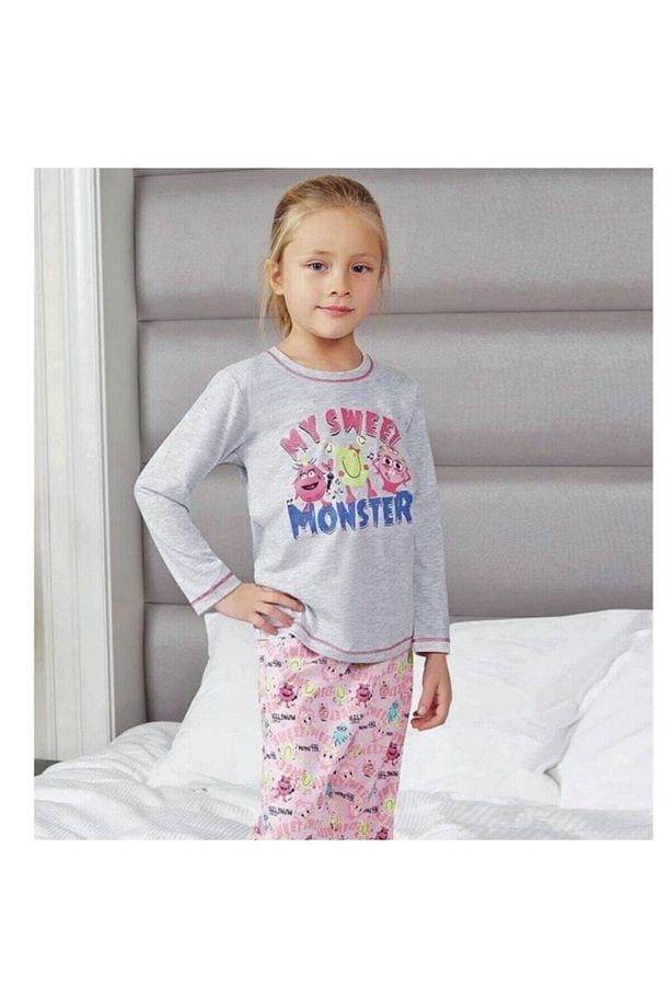 Rolypoly 1049 Pamuklu 1-9 Yaş Pijama Takımı Gri - 1