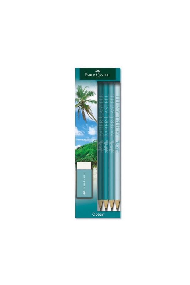 Faber Ocean Kurşun Kalem 4 Lü Set Silgi Hediyeli (5248113031) - 1