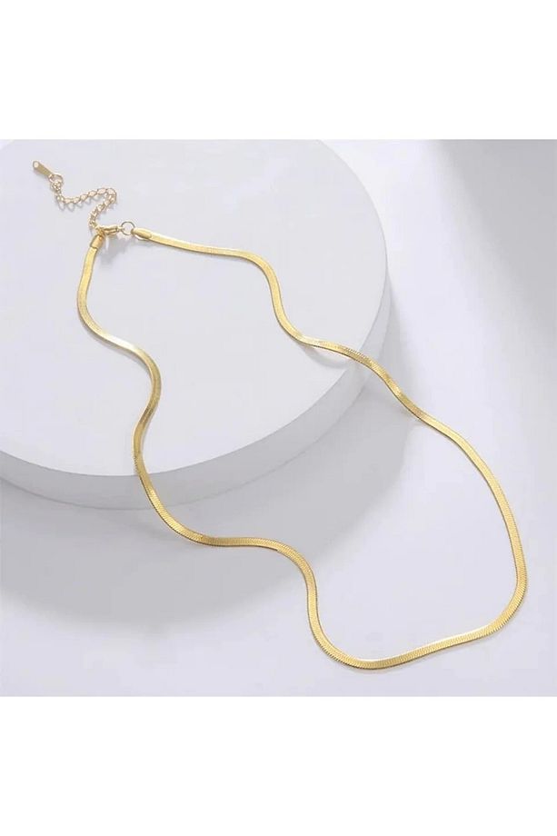 Kararmaz Italyan Çelik Ince Zincir Unisex Gold Kolye 2mm - 1