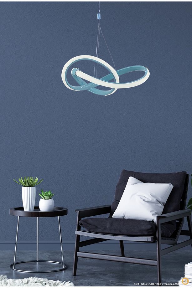 Modern Tekli Sarkıt Power Led Avize Mavi Beyaz Işık Ledli Çocuk Odası Avize - 2
