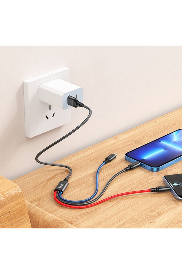 HOCO X76 3in1 Type-C + iPhone Lightning + Micro USB 2A Şarj Kablosu ÇOK RENKLİ - 5