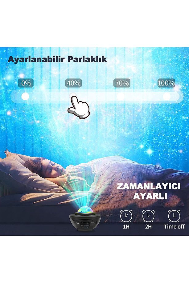 Projektör Gece Lambası Bluetooth Hoparlör Bluetooth Lazer Işıklı Sese Duyarlı Hoparlör Disko Lambası - 3
