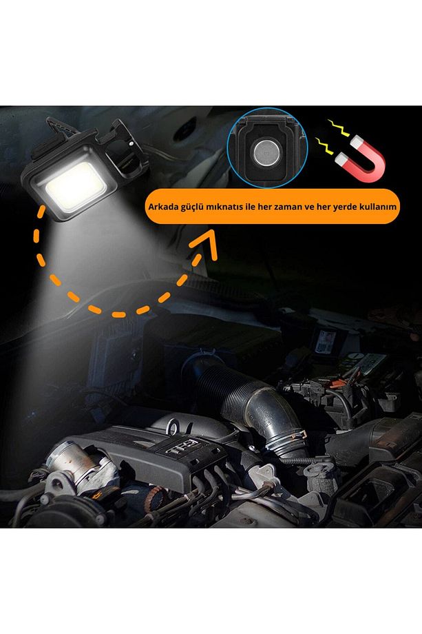 6w Led 3 Fonksiyonlu Şarjlı Mini Cep Projektörü (ANAHTARLIK AÇACAKLI MIKNATISLI AYAKLI) - 7