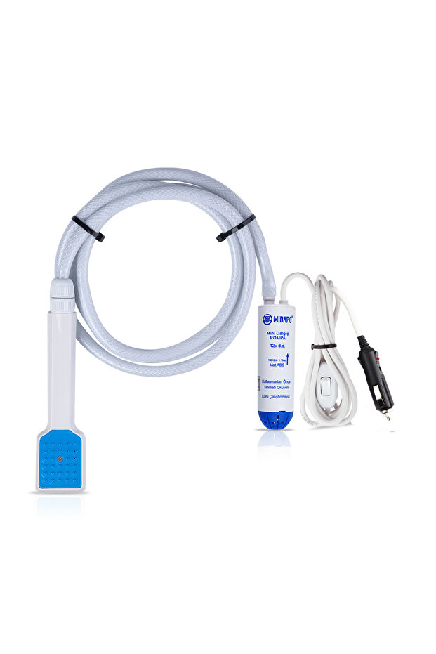 12V Kucuk D.c Mini Dalgıc Hortumlu Duş Başlıklı Çakmak Girişli Set Duş-Su Pompası - 1