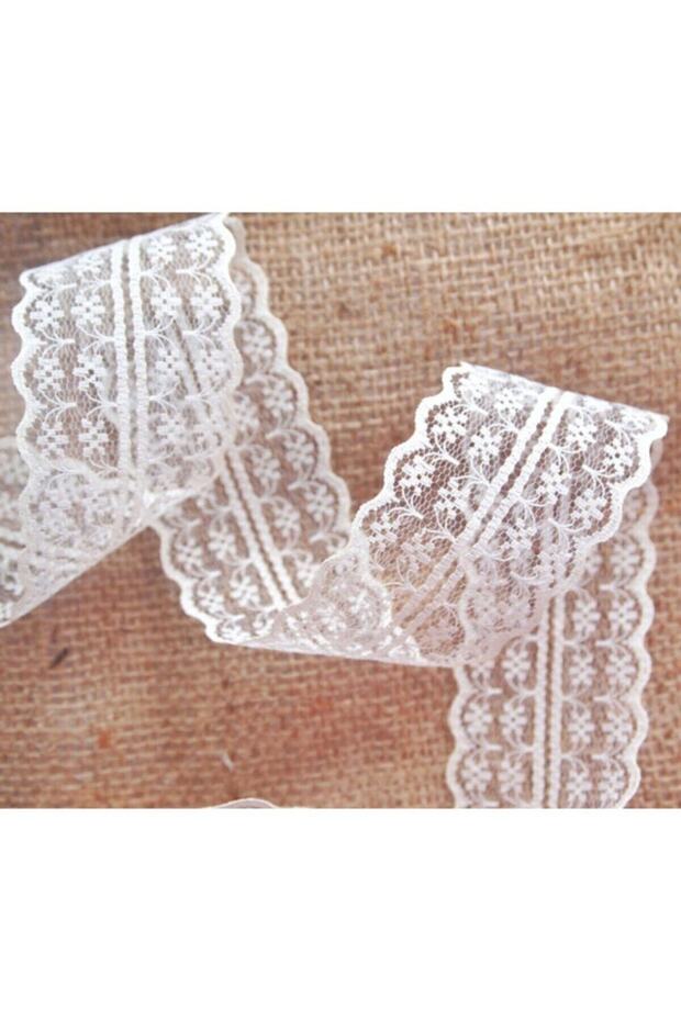 10 Meters Double Layer Guipure Lace Ribbon White (Width: 5 Cm)