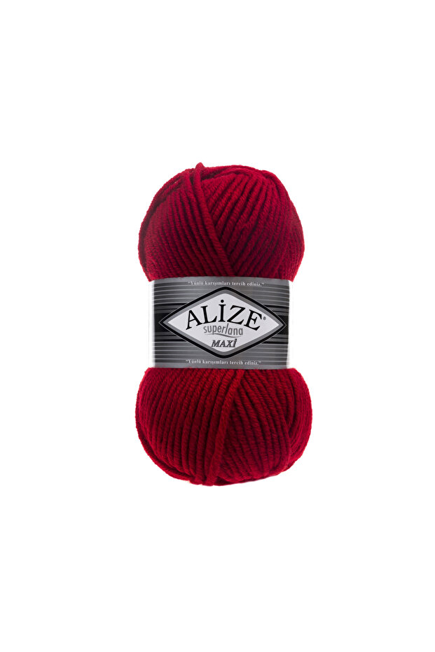 Superlana Maxi 25% Wool - 75% Acrylic / 100 gr - 100 M Scarf for Knitting a Beret 056 Red