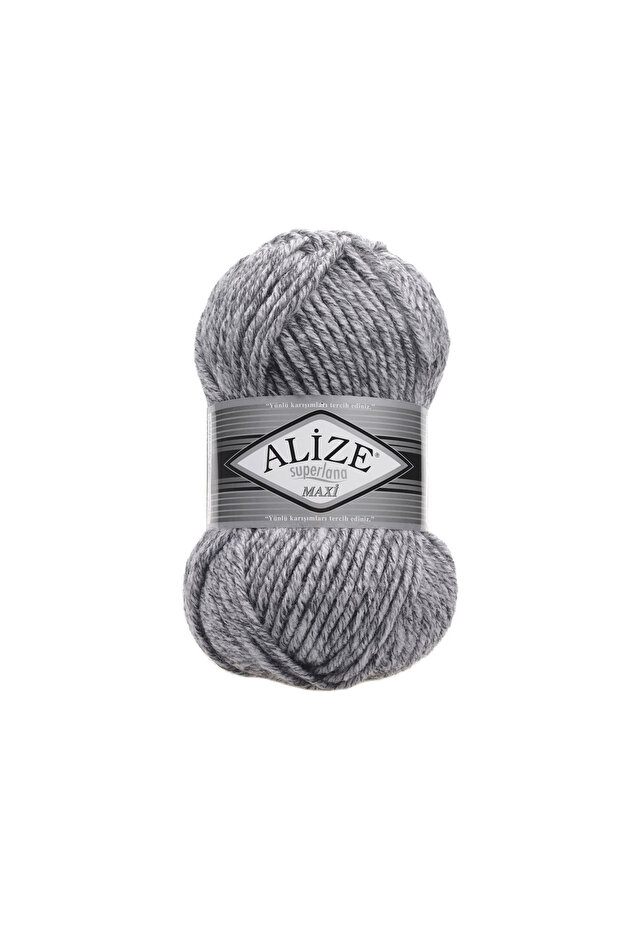 SUPERLANA MAXI 25% Wool - 75% Acrylic / 100 gr - 100 m FOR KNITTING SCARF AND BATTERY 801 JASPE GRAY