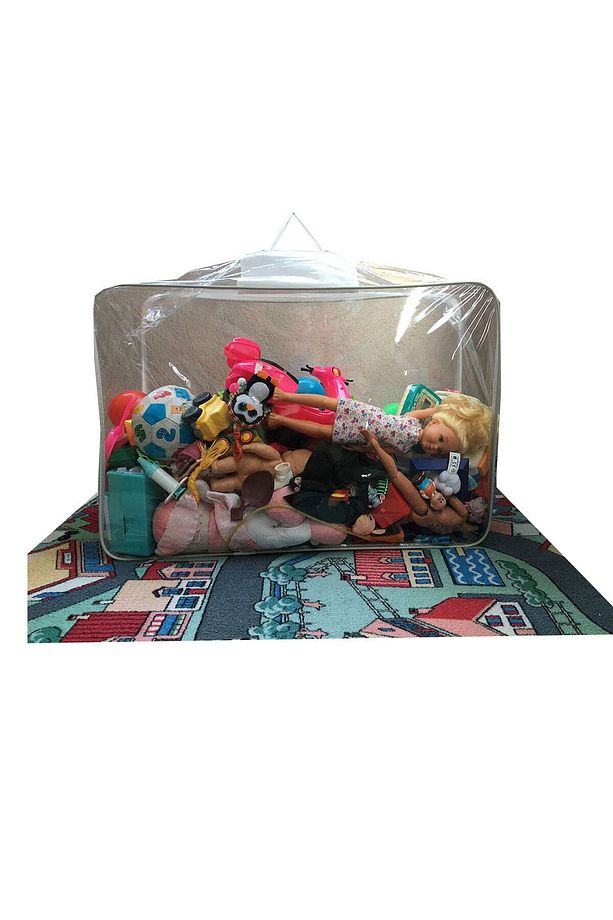 Şeffaf Kulplu Pvc Poşet Oyuncak Saklama Düzenleme Poşeti Oyuncak Hurcu 64x45x30cm - 4