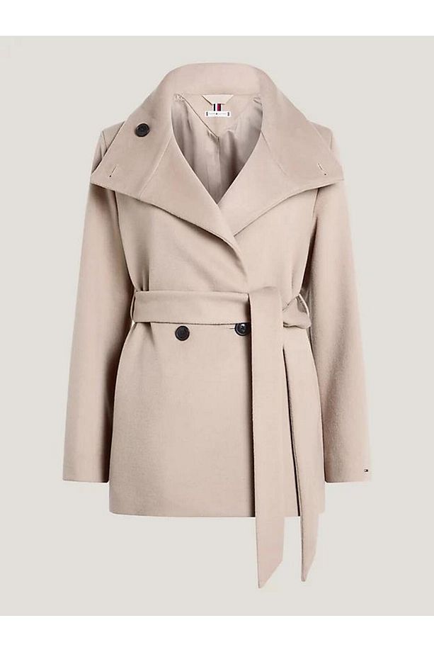 WOOL BLEND DB BELTED FUNNEL JKT - 5