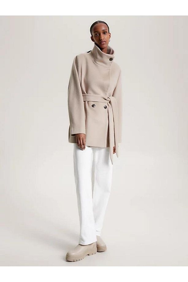 WOOL BLEND DB BELTED FUNNEL JKT - 2