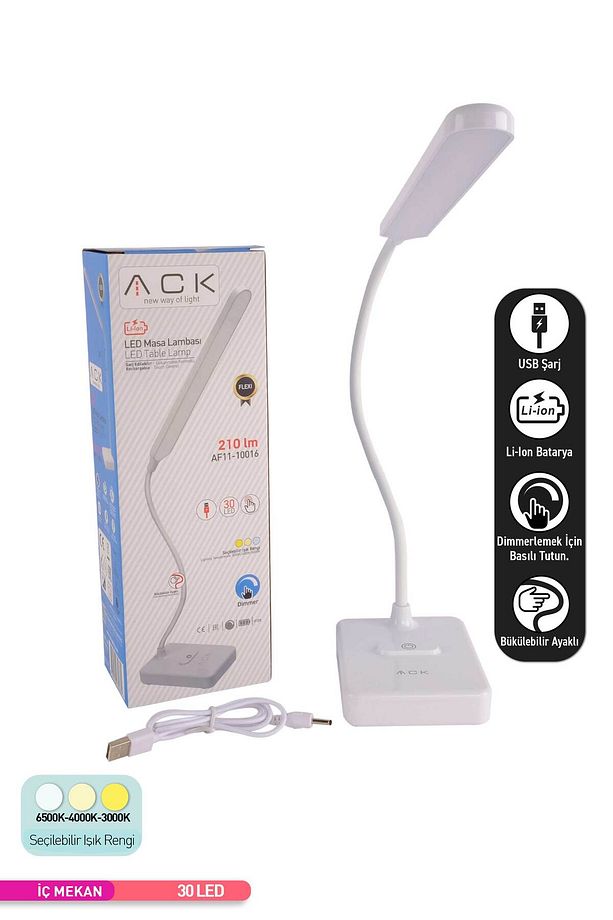 Şarjlı LED Masa Lambası, Ayarlanabilir Dokunmatik Işık, Çalışma Okuma Ofis Lambası - 4