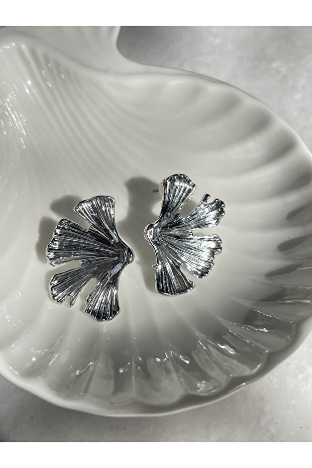 Silver Color Leaf Design Earrings