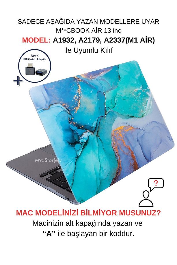 Macbook Air M1 Kılıf 13inç A1932 A2179 A2337 Ile Uyumlu Marble15nl - 1