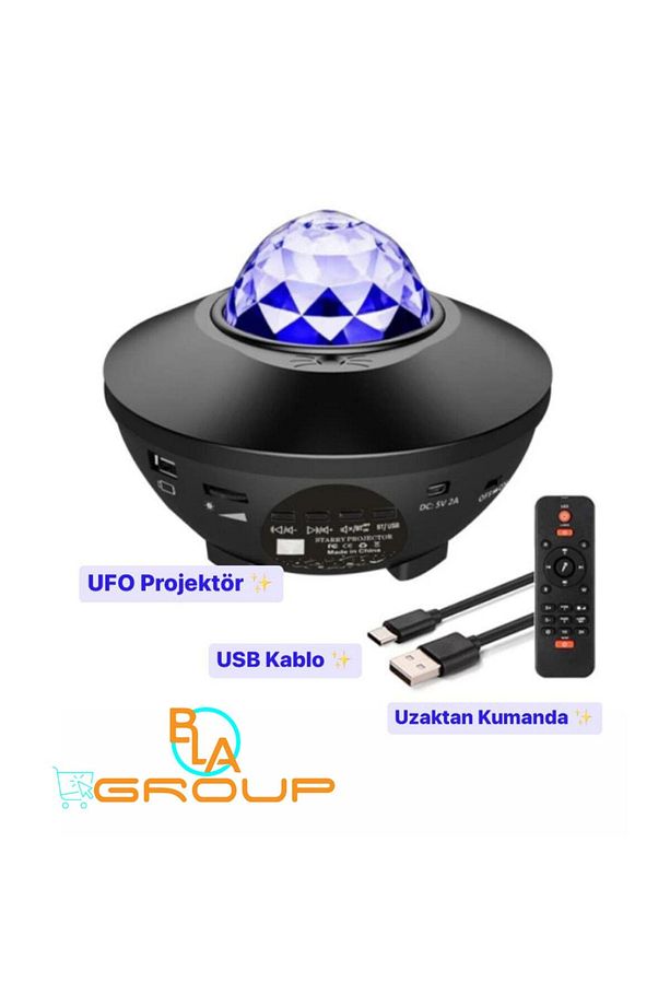 Galaksi Gökyüzü Projektör Projeksiyon Ufo Bluetooth Hoparlör Gece Lambası - 2