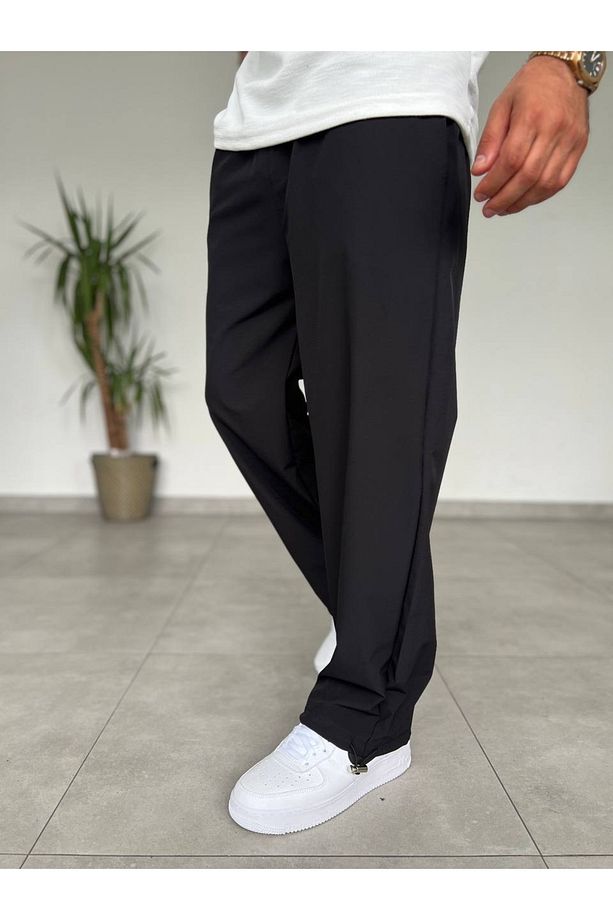BAGGY PARAŞÜT KUMAŞ ERKEK EŞOFMAN SİYAH AYARLANABİLİR PAÇA - 4