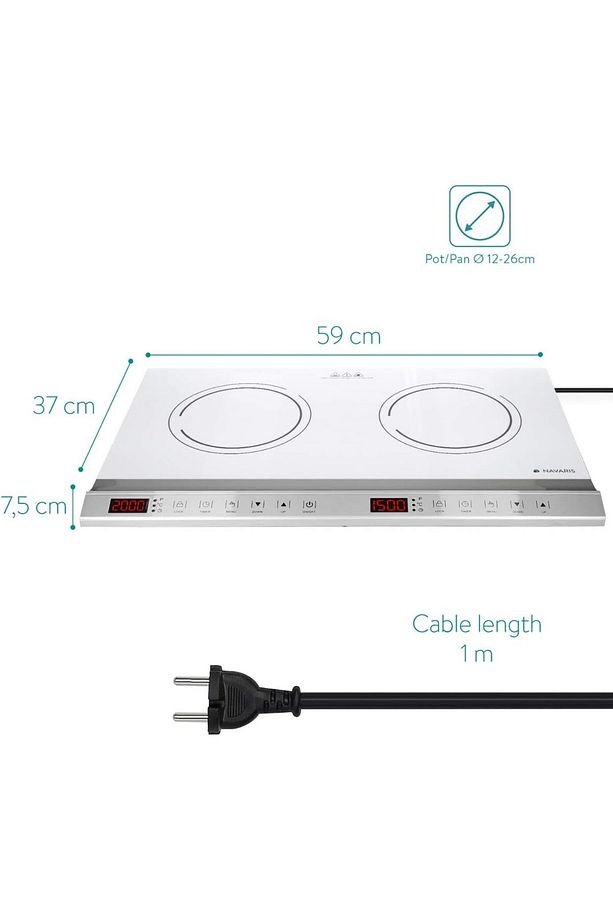 Çift indüksiyon ocak 3500 W – 2 ocak zamanlayıcı dokunmatik ekran tencere algılama - 4