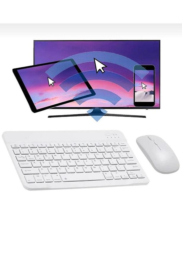 Samsung Galaxy Tab S9 FE Plus Uyumlu Kablosuz Bluetooth Klavye+Mouse Set - 1