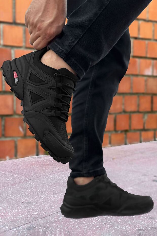 Black White Outdoor Trekking Men's Shoes