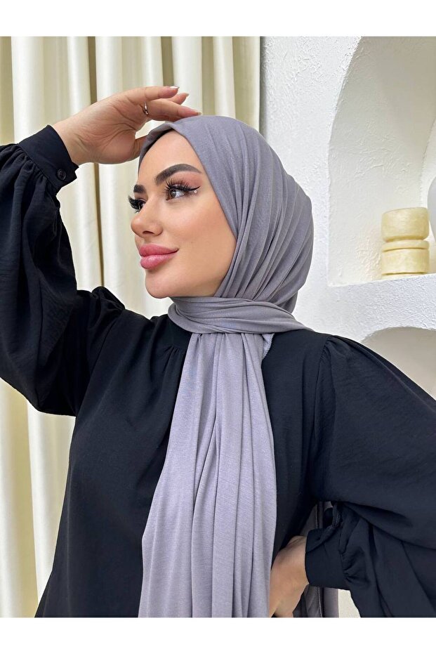 شال قطني ممشط رمادي غامق 0001 - 1
