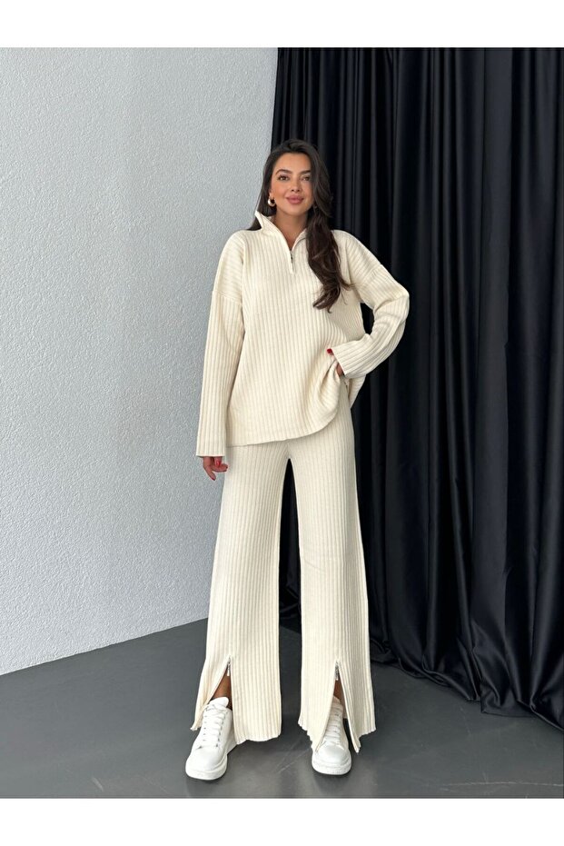 KNITWEAR PREMIUM SUIT WITH ZIPPER DETAIL