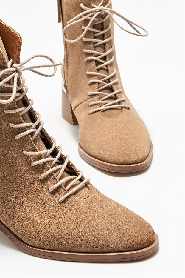 Taba Deri Kadın Topuklu Bot - 3