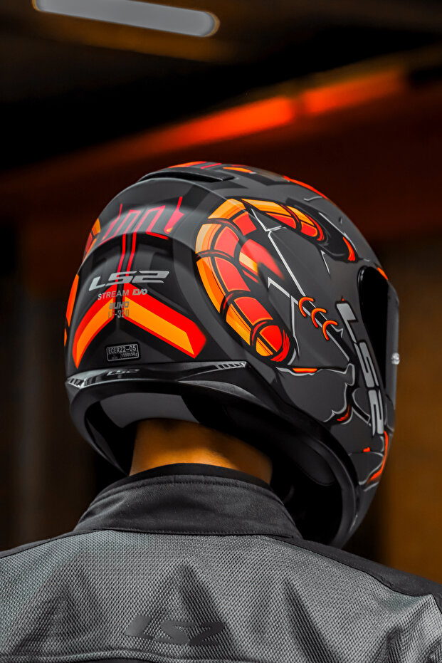 STREAM EVO ZUKO MAT SİYAH-TURUNCU KASK - 7