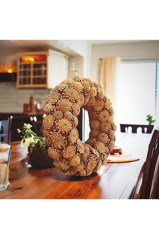 Yılbaşı Yeni Yıl 45 cm Kalın Kozalak Kapı Süsü Noel Parti Handmade Elyapımı - 5