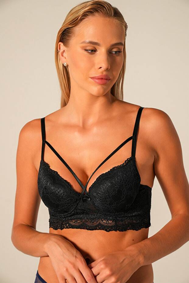 الدانتيل الأسود غير مدعوم Bralet بوستير