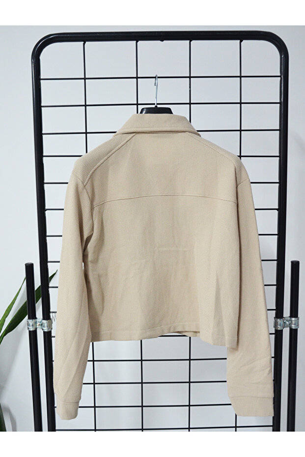 Bej Waffle Ceket - 4