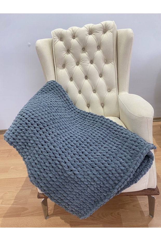 KNITTED TV BLANKET - TV BLANKET - SEAT CHALK, BLANKET, SINGLE PERSON BLANKET