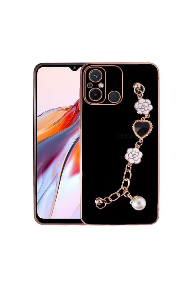 Fashion Case with Hand Grip with Colorful Chain Jewelry Design Compatible with Xiaomi Redmi 12C