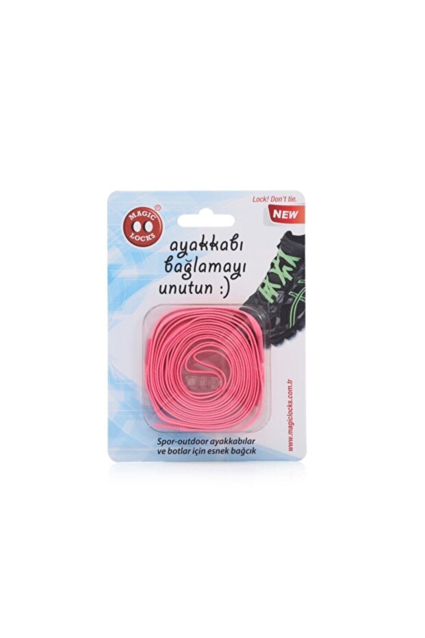 Magic Locks Neon Pink Locking Elastic Smart Laces (plain) - 1