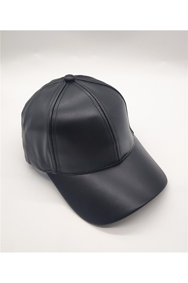 قبعة قبعة جلدية سوداء - 1